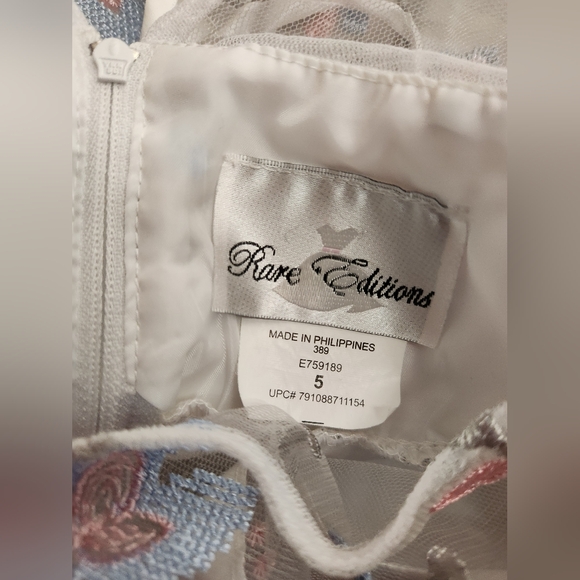 Rare Editions White Floral Dress Rhinestone Size 5 - Picture 5 of 5